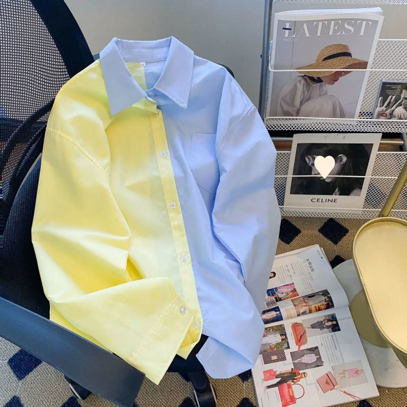 Color-Block Langarmbluse für Damen