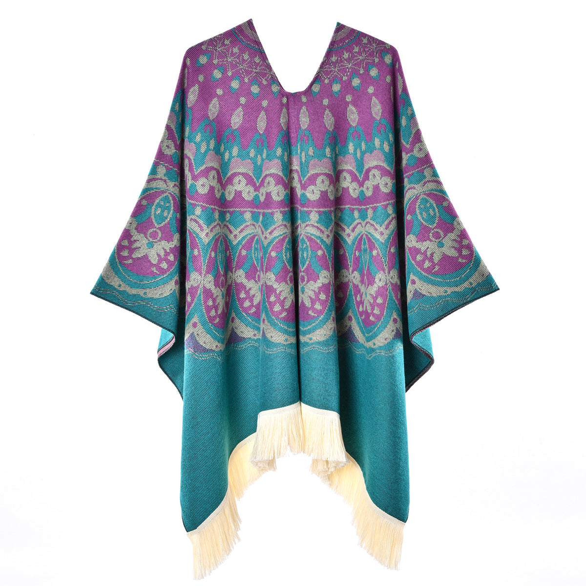 Boho-Schal mit Quasten und Jacquardmuster – Bild 2 | LuxeStyle