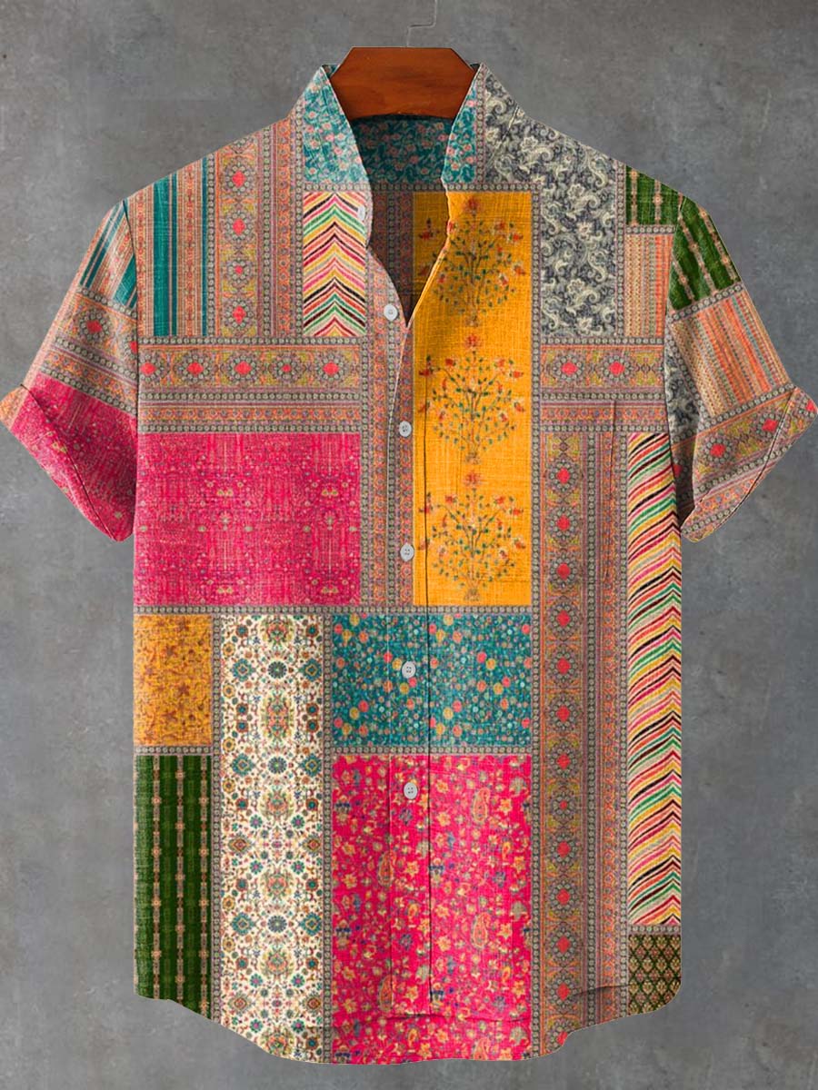 Relaxed Patchwork-Casual-Hemd