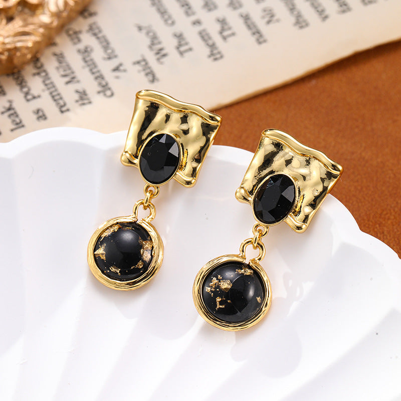 Vintage Asymmetrische Ohrringe Gold-Kupfer