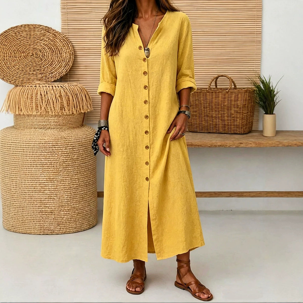 Mid-Langes V-Ausschnitt Strickkleid für Damen – Bild 9 | LuxeStyle