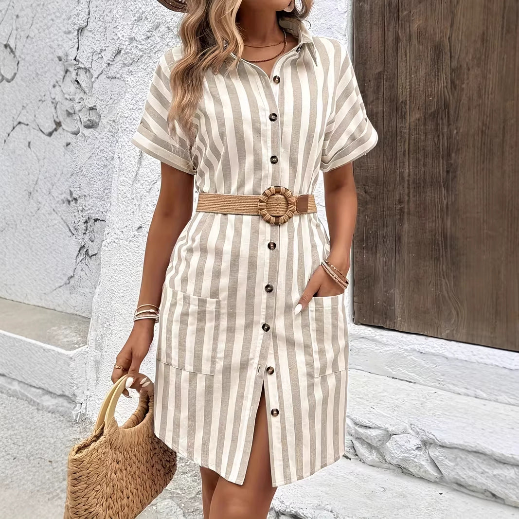 Gestreiftes A-Linien Kleid im Loose Fit | LuxeStyle