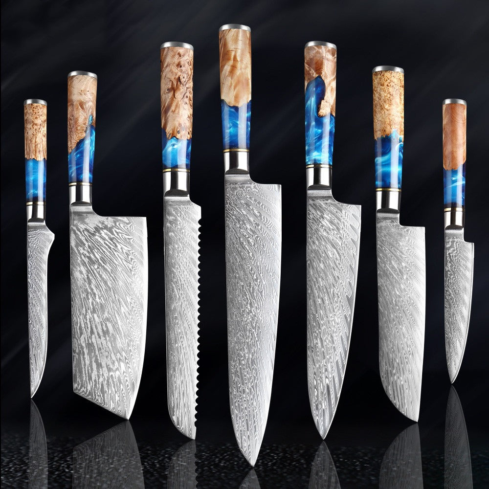 Damast Küchenmesser und Schäler Set – Ansicht 6