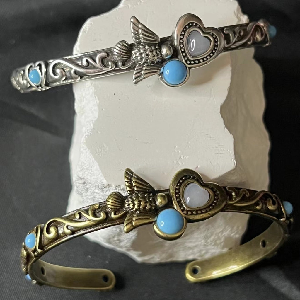 Retro-Armband mit Vogelmotiv und Achat – Bild 3 | LuxeStyle