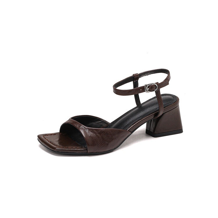 Vintage Peep-Toe Sandalen mit Schnalle