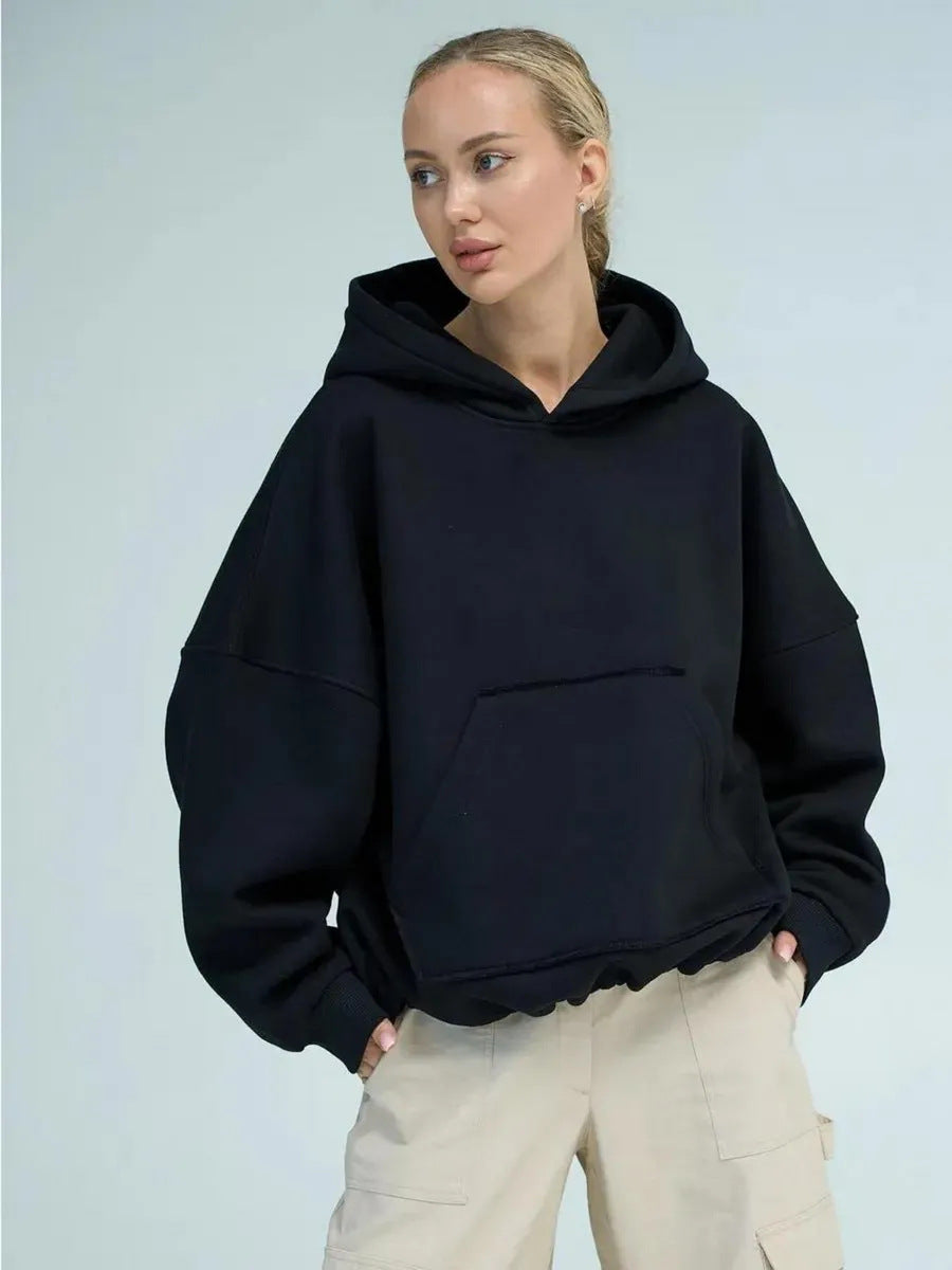 Kapuzen-Pullover mit langen Ärmeln & Taschen