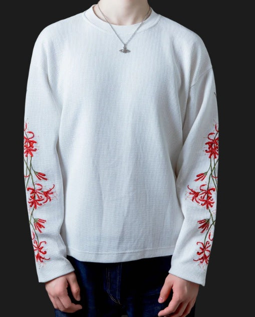 Langarmshirt mit Blumen-Stickerei