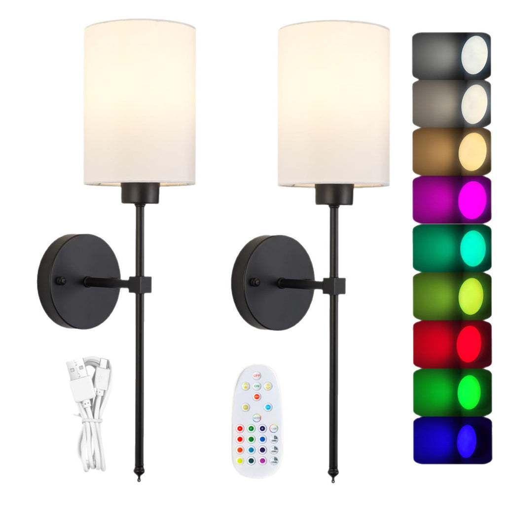 Zylindrische RGB Wandleuchte mit Stoffschirm – Bild 8 | LuxeStyle