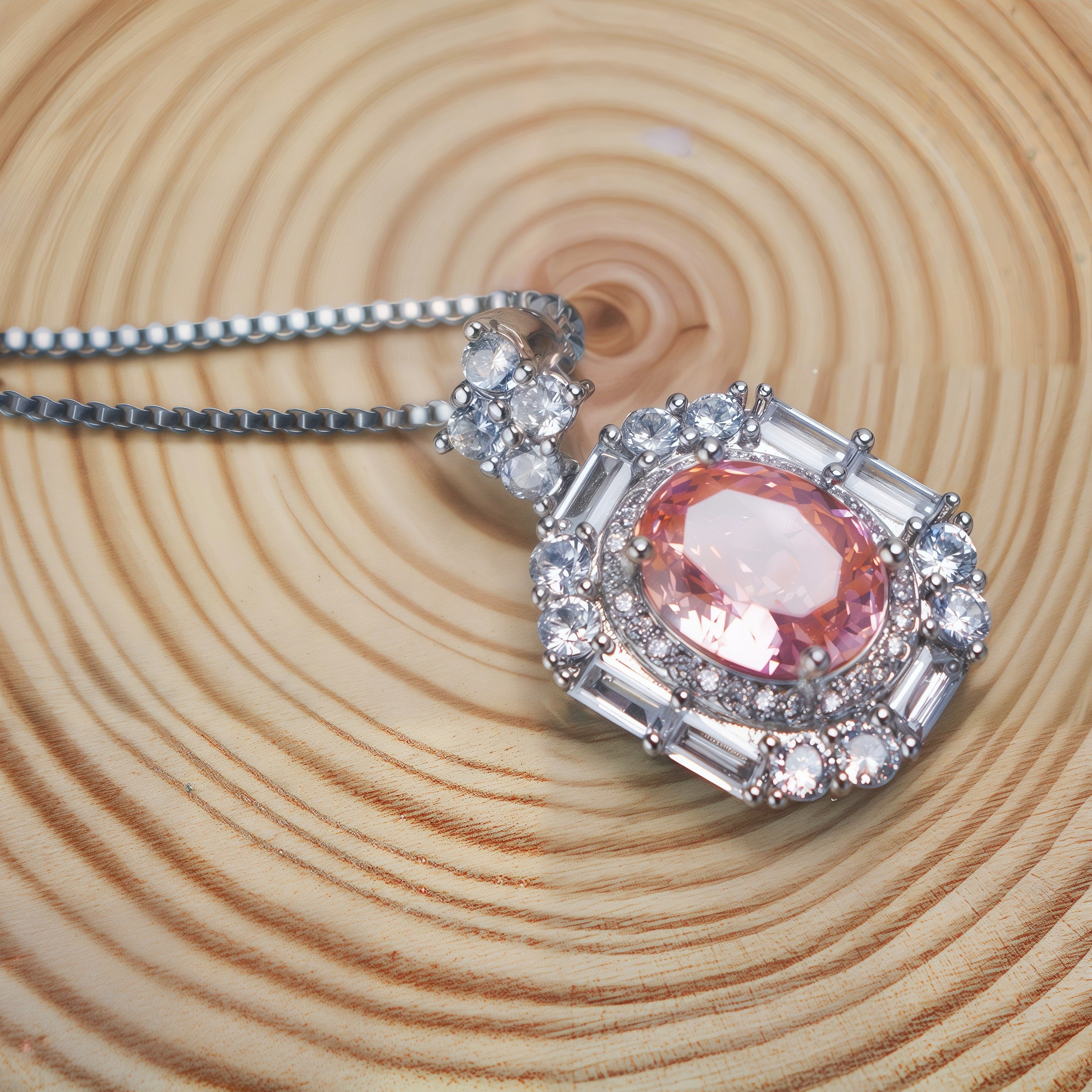 Eleganter Halo-Anhänger mit ovalem Zirkonia