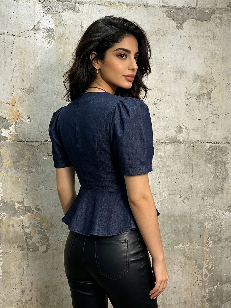 Peplum Bluse mit Froschknöpfen