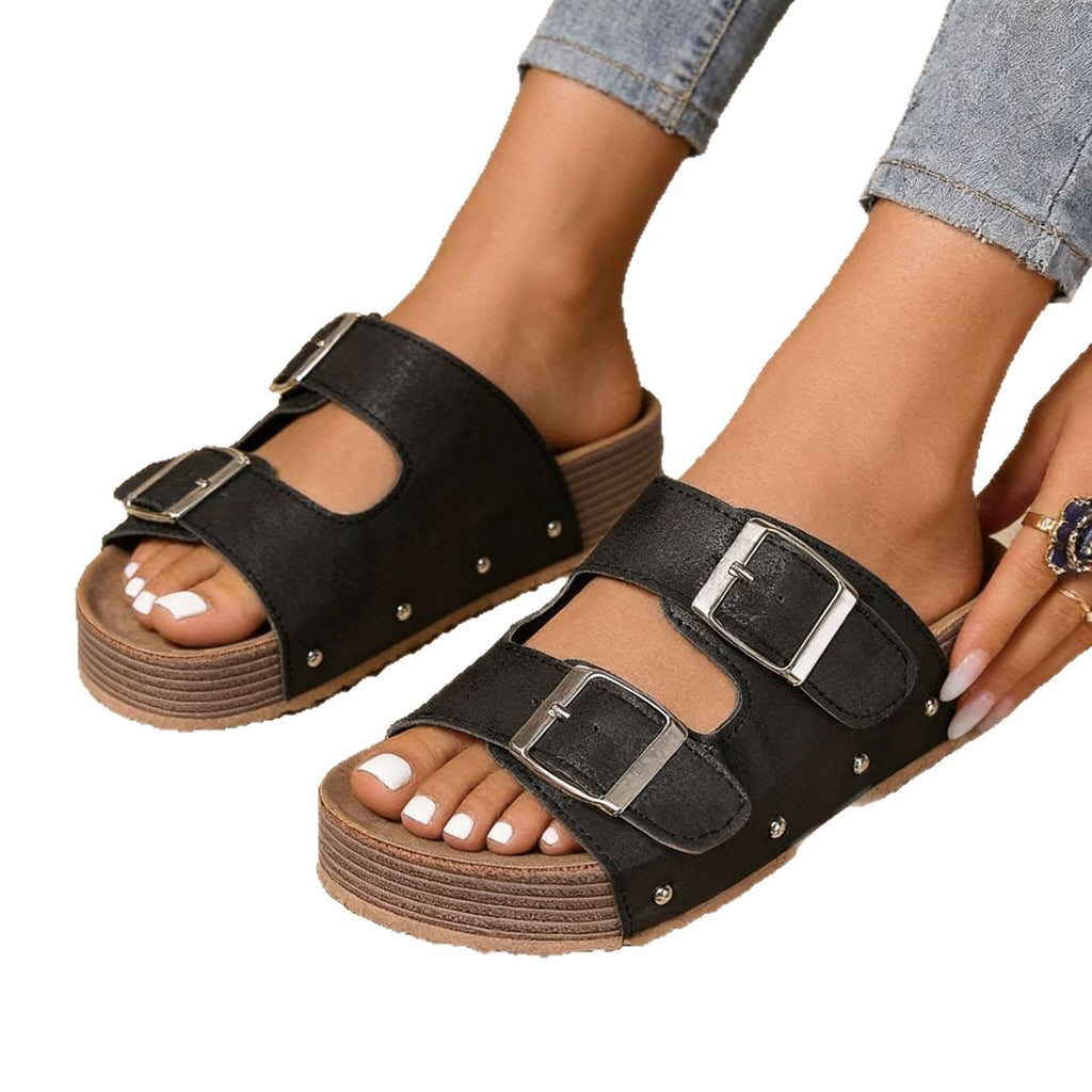 Trendige Plateau-Sandalen mit Doppelriemen