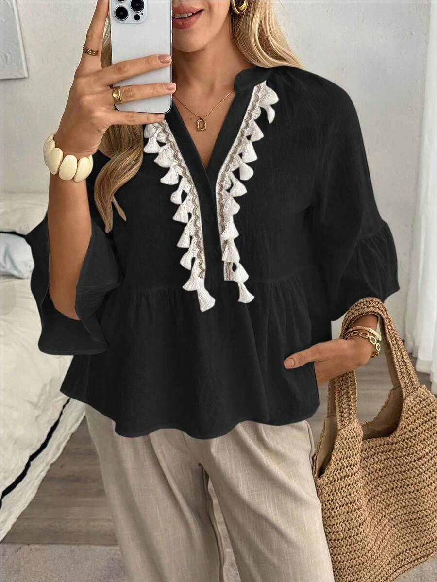 Sommer-Top «Sole» – V-Neck mit Knopfleiste