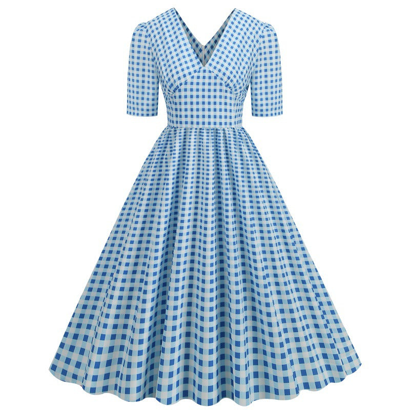 Vintage Maxi-Kleid mit Taillengürtel