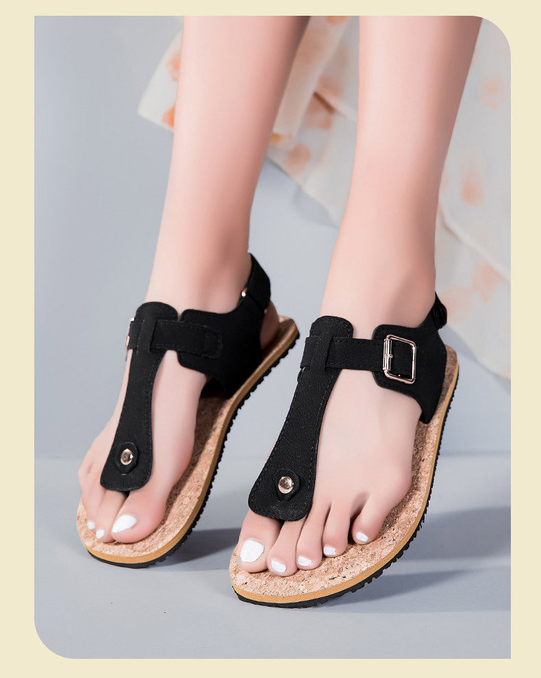 Sandalen mit Holzmaserung und rutschfester Sohle