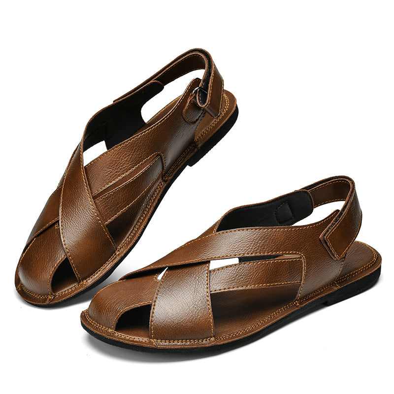 Leder-Sandalen mit Klettverschluss für Herren