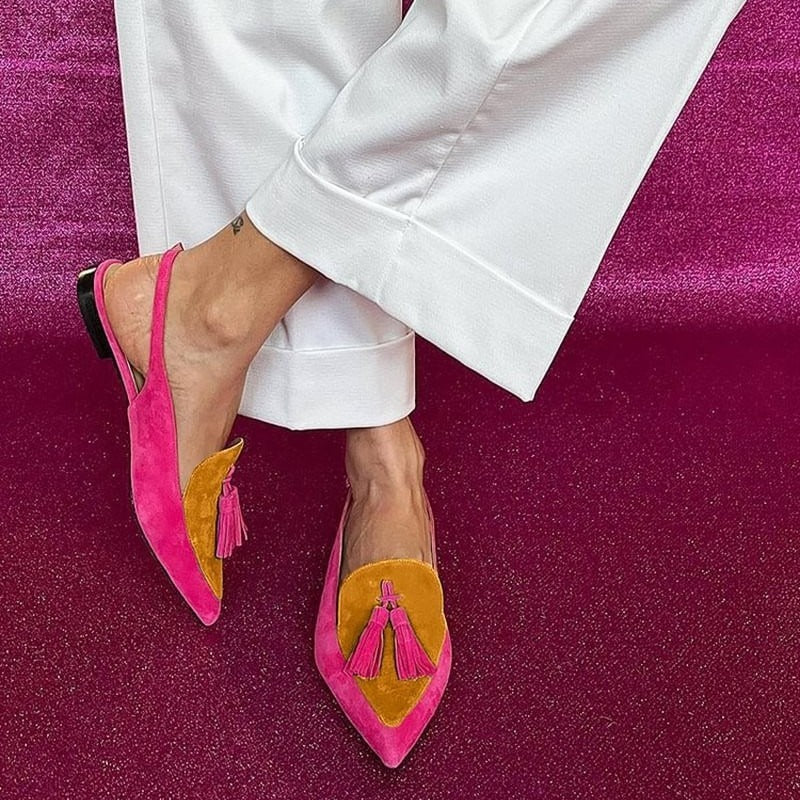 Slingback Sandalen mit spitzem Zeh und niedrigem Absatz – Bild 2 | LuxeStyle