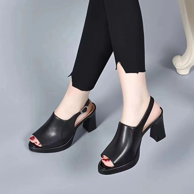 Echtleder Chunky Heels mit weicher Sohle – Bild 1 | LuxeStyle