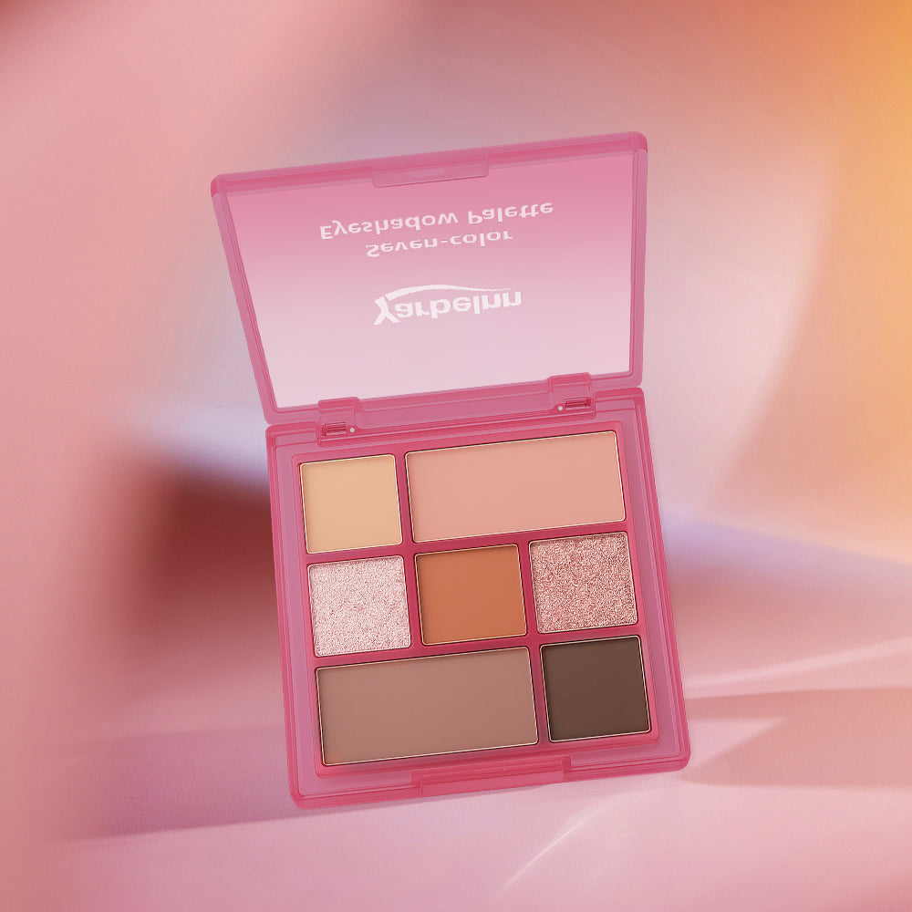 7-farbige Multifunktions-Eyeshadowpalette, Erde-Töne, Matt & Glitzer,