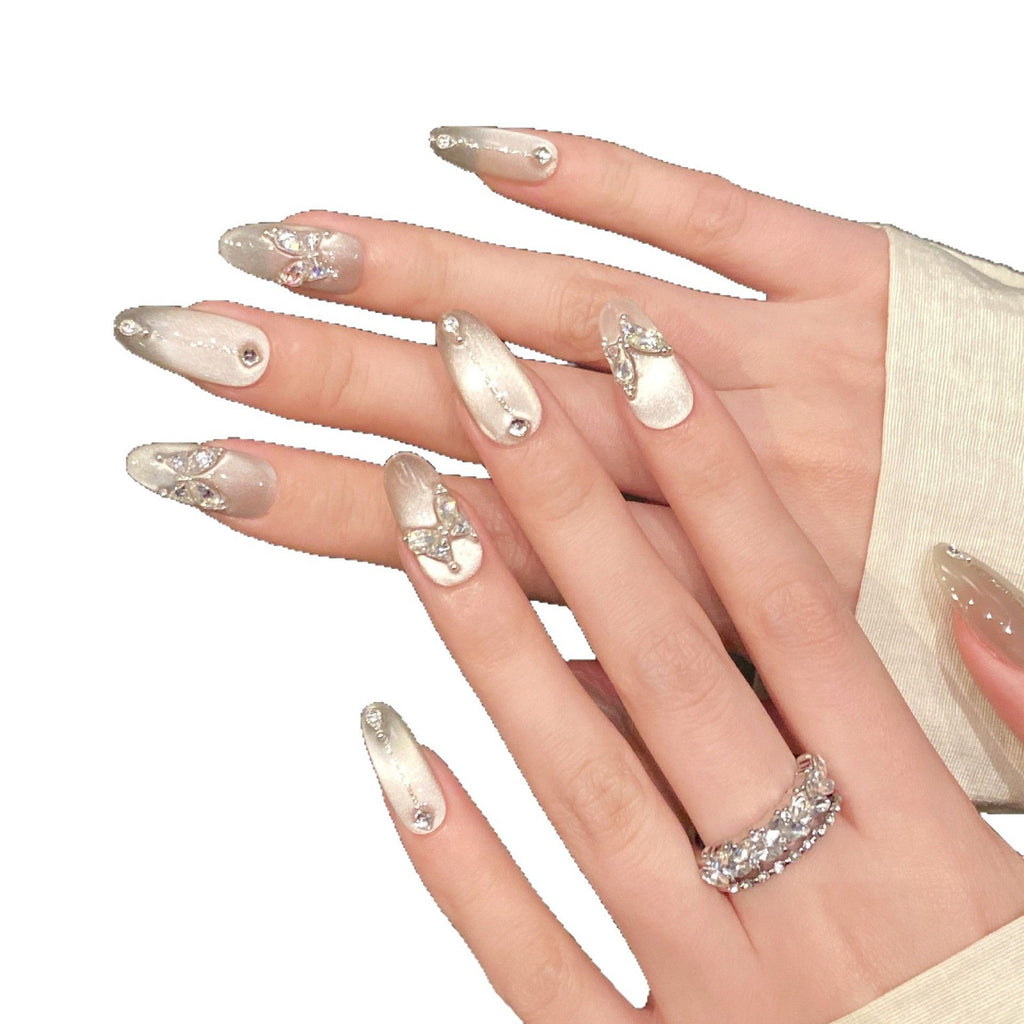 Handgemachte Nägel «White Moonlight Flashing»