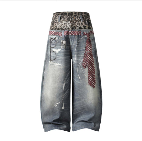 Leopard-Muster Jeans