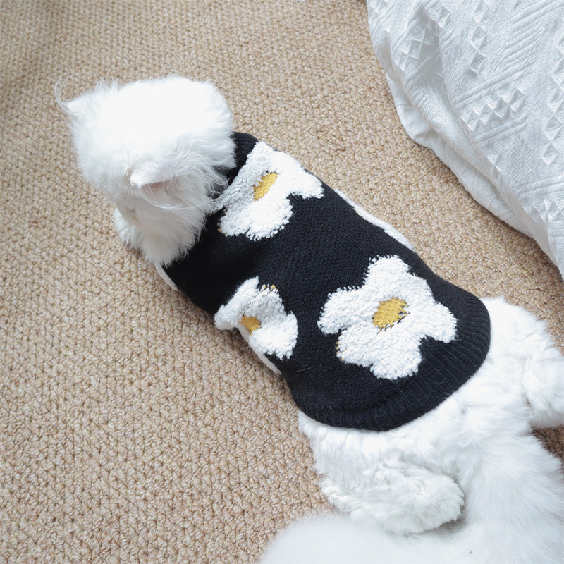 Warmer Haustierpullover mit Blumenmuster – Bild 6 | LuxeStyle