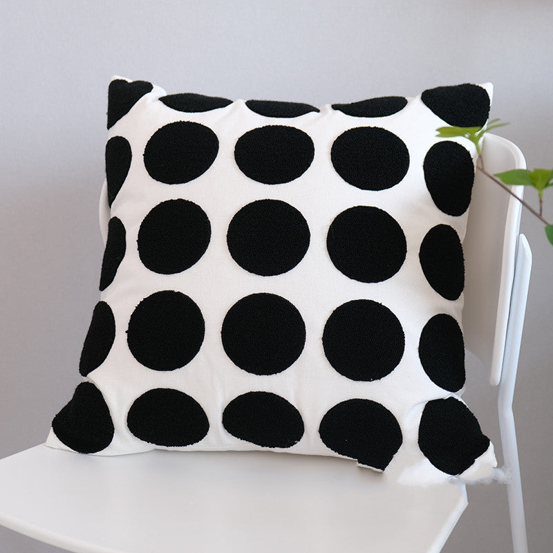 Stickerei-Kissen Schwarz-Weiss Linie – Bild 2 | LuxeStyle