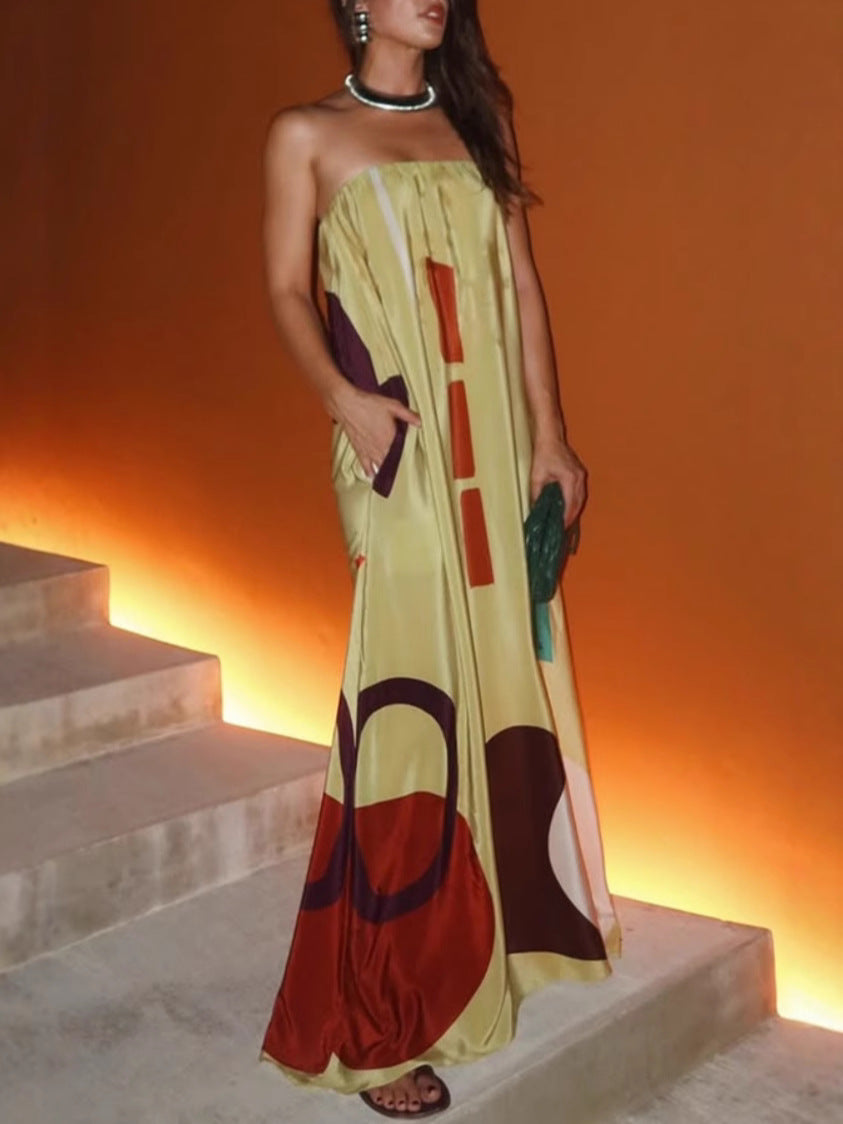 Gemustertes ärmelloses Kleid mit Taschen – Bild 5 | LuxeStyle