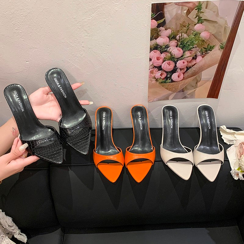 Elegante High Heel Pantoletten mit spitzer Zehe