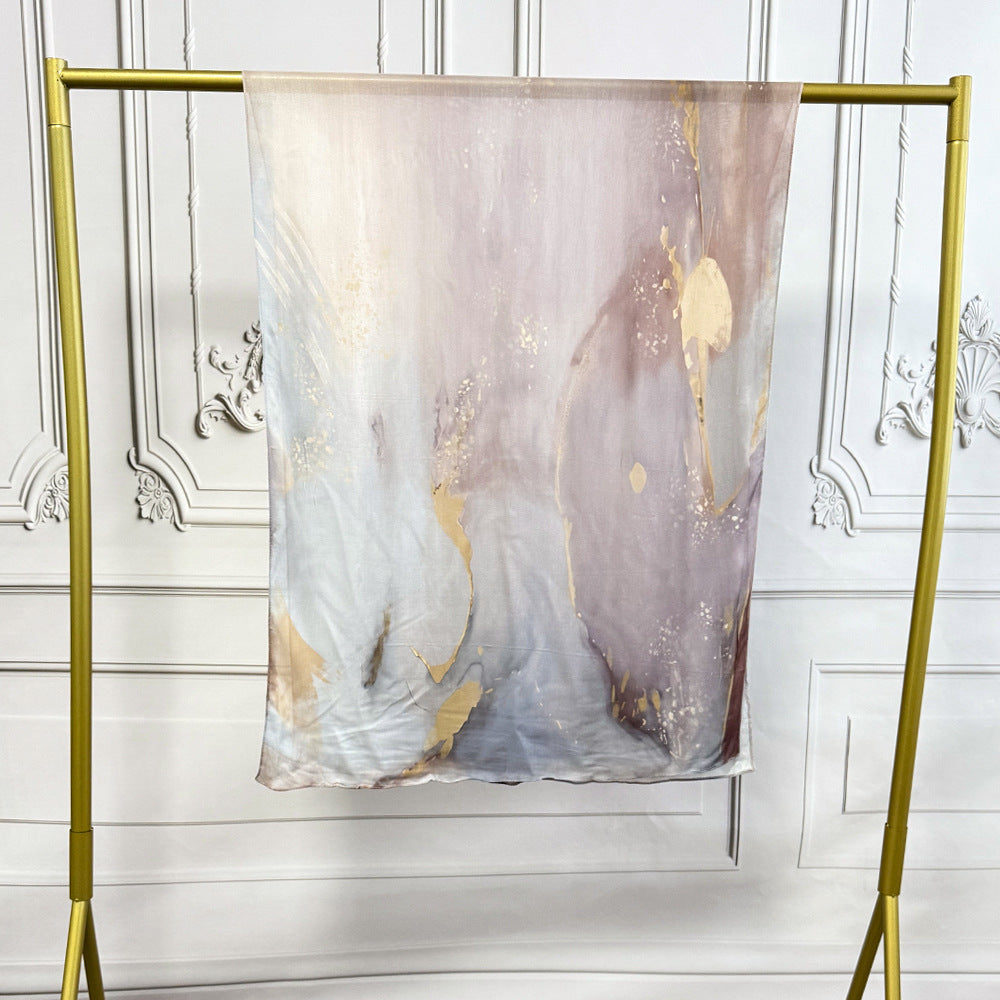 Kopftuch aus Modal-Baumwolle mit Marmor-Print | LuxeStyle