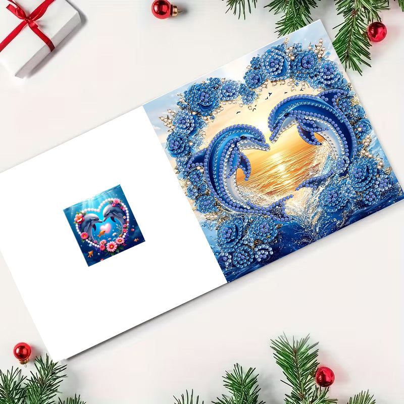 Delfin-Grußkarte DIY-Diamantmalerei