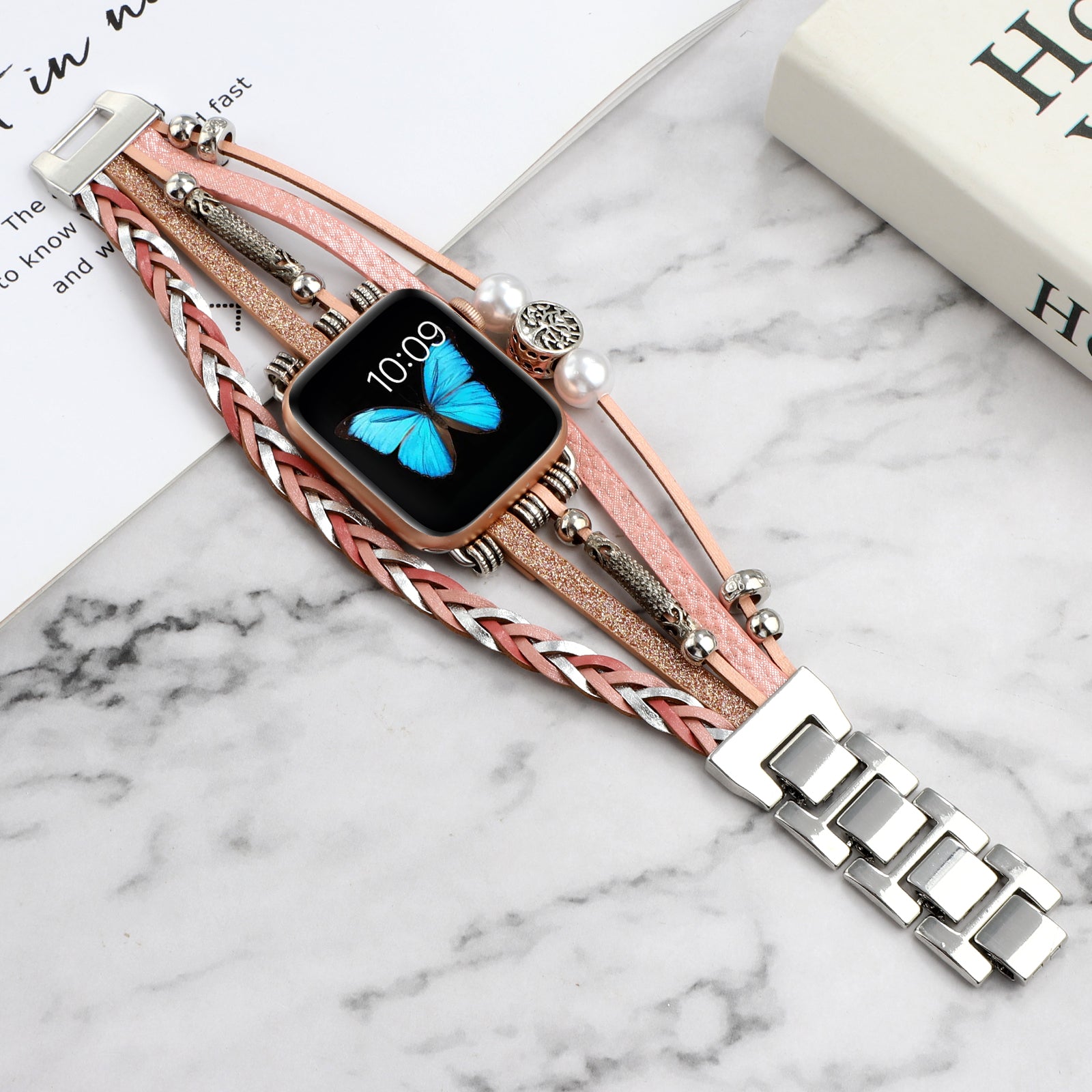 Vintage Metall-Leder Armband für Apple Watch – Ansicht 3