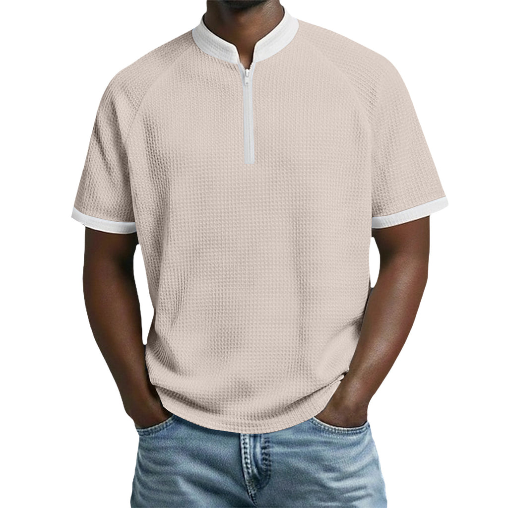 Herren-Polo mit Standkragen und Kontrastfarben