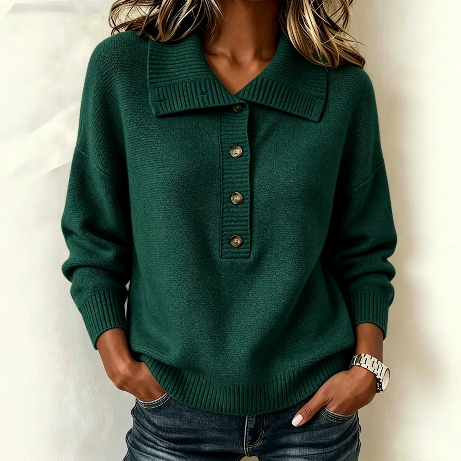 Vintage Rollkragen-Pullover mit halbem Reissverschluss