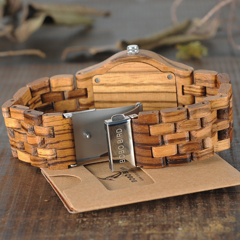 Holzzeigerstil Quarzuhr Armband