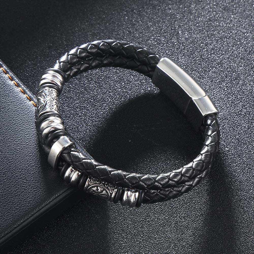 Stahlarmband mit Lederfassung – Bild 7 | LuxeStyle