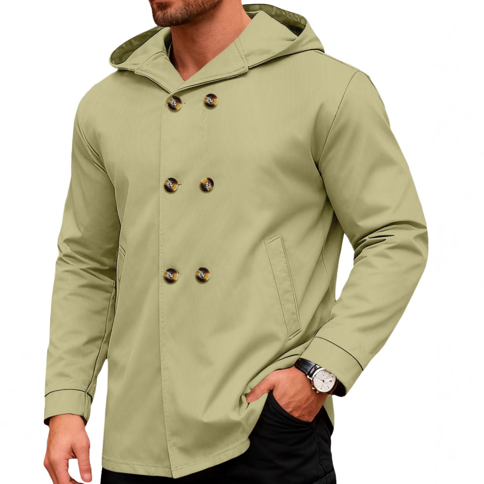 Herren Kapuzen-Trenchcoat, schmal geschnitten