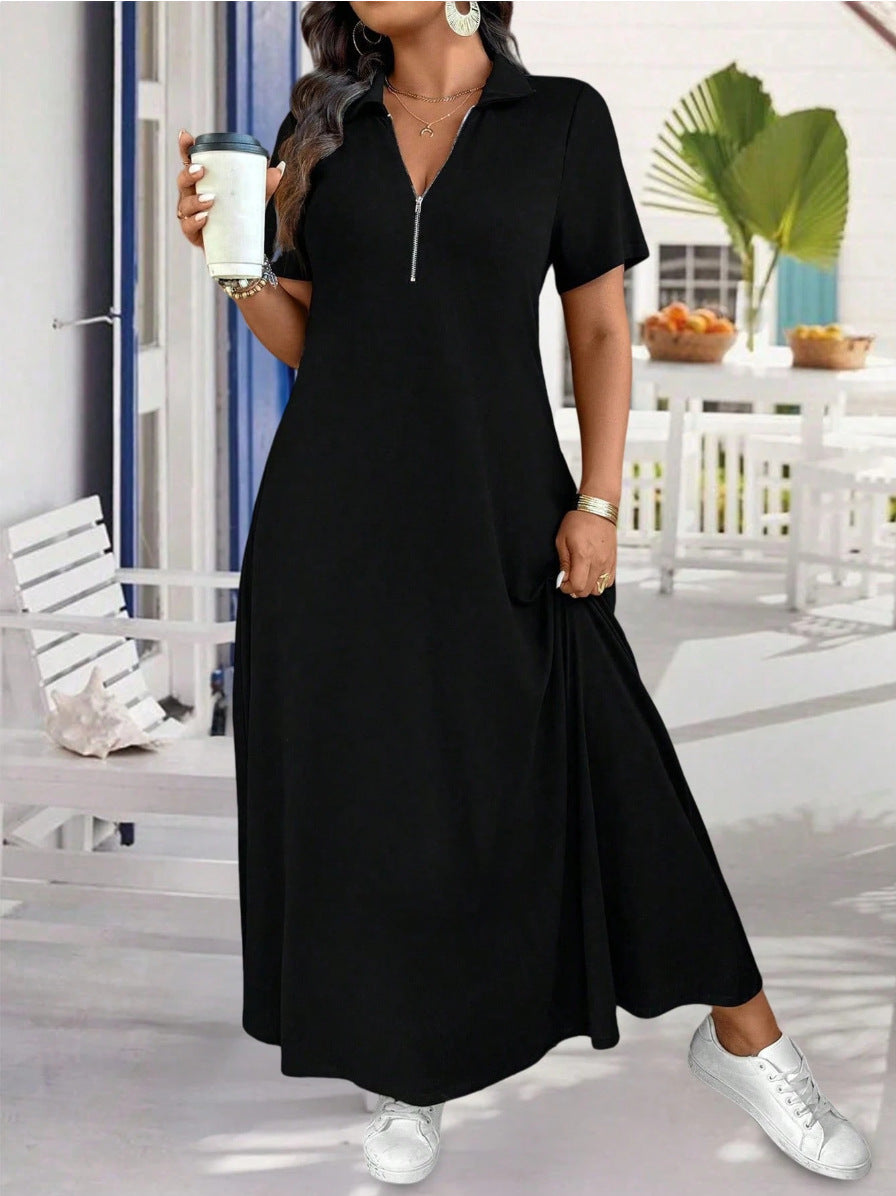 Einfaches Kurzarm-Kleid mit Reissverschluss