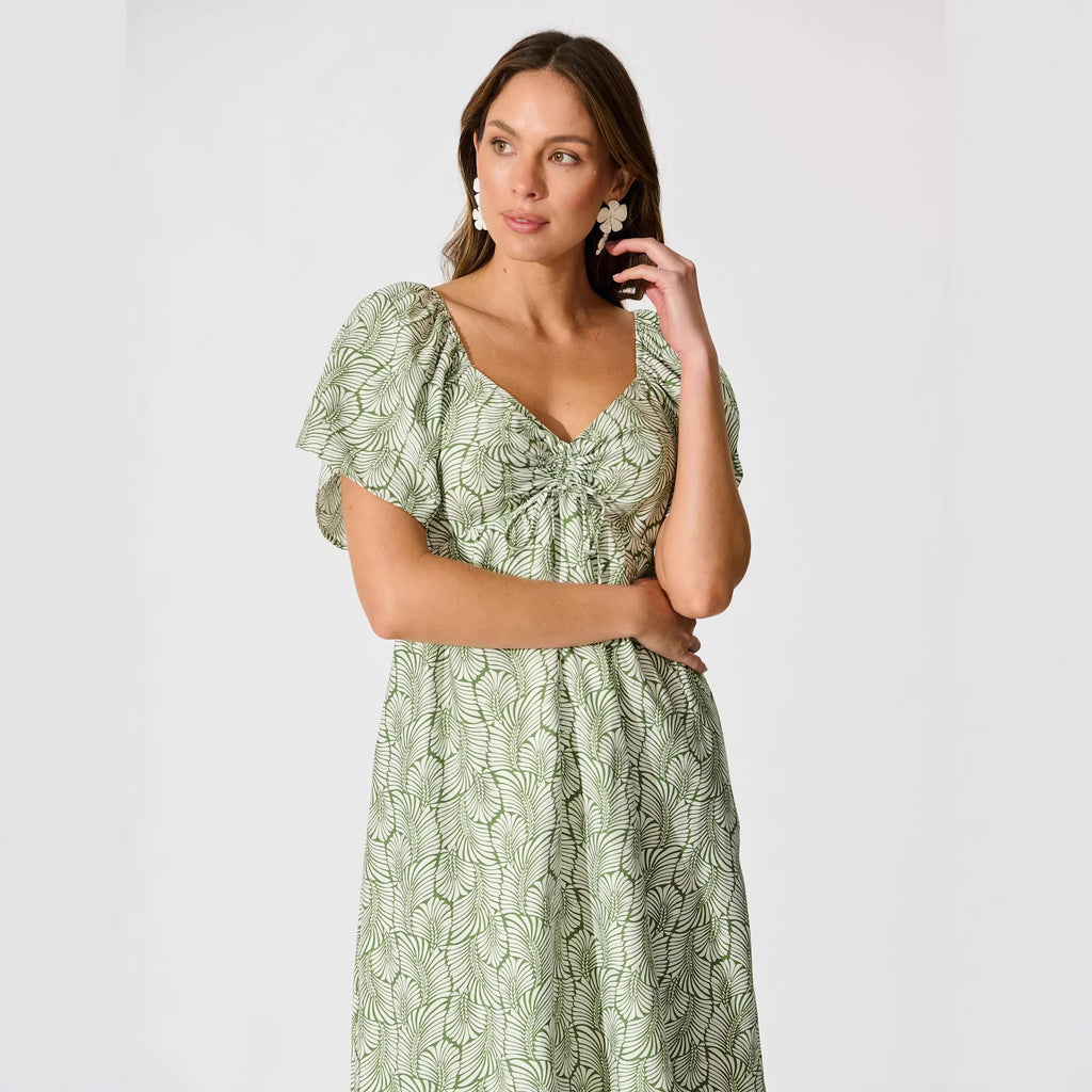 Figurbetontes Print-Kleid mit V-Ausschnitt – Bild 3 | LuxeStyle