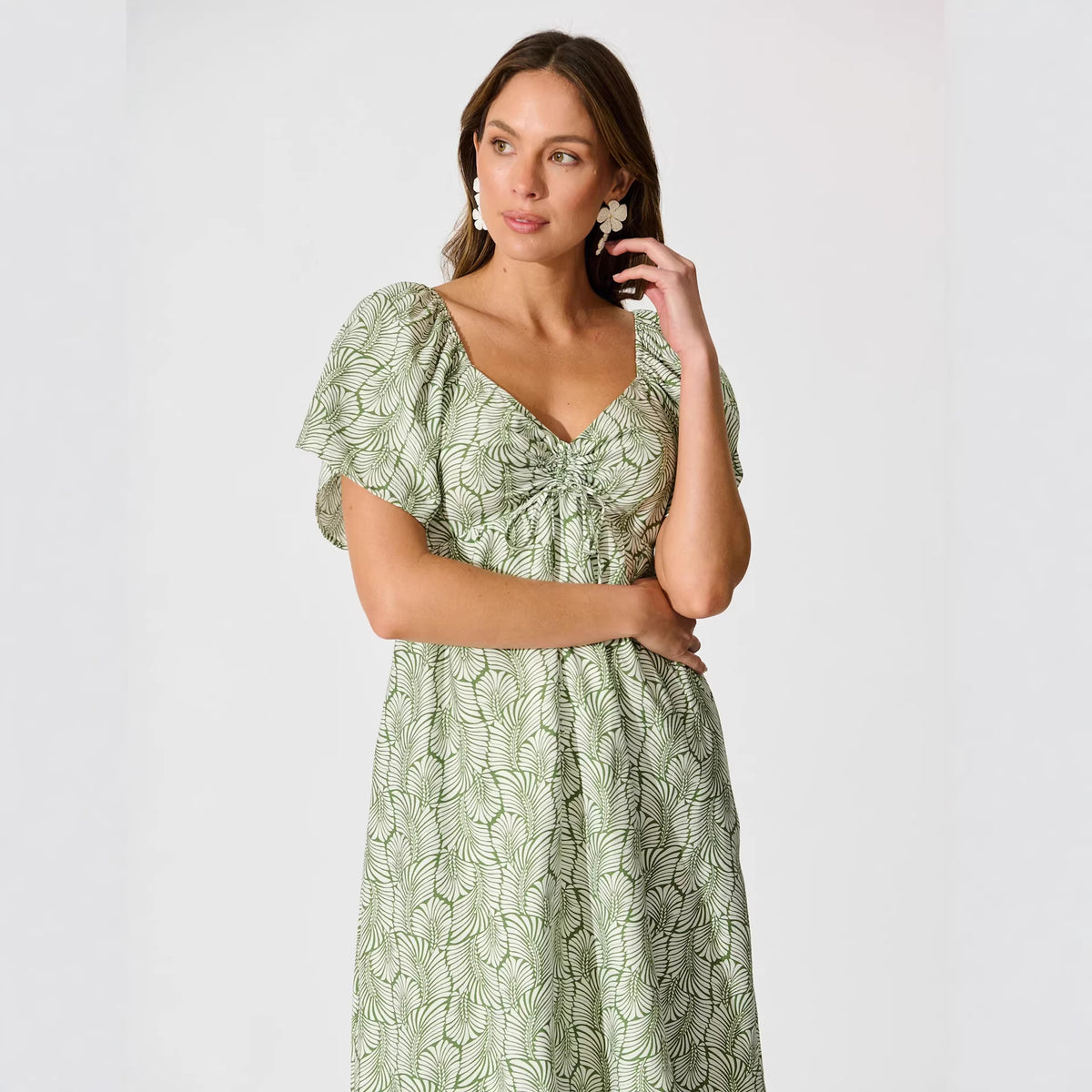 Figurbetontes Print-Kleid mit V-Ausschnitt – Bild 3 | LuxeStyle