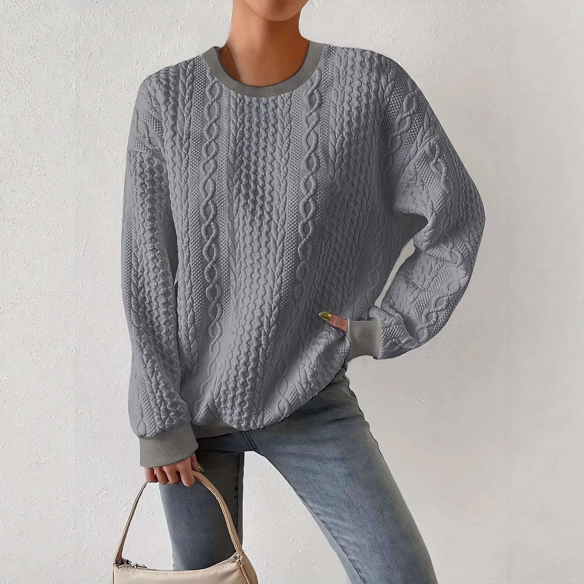 Lässiges Damen Sweatshirt mit Rundhals und langen Ärmeln