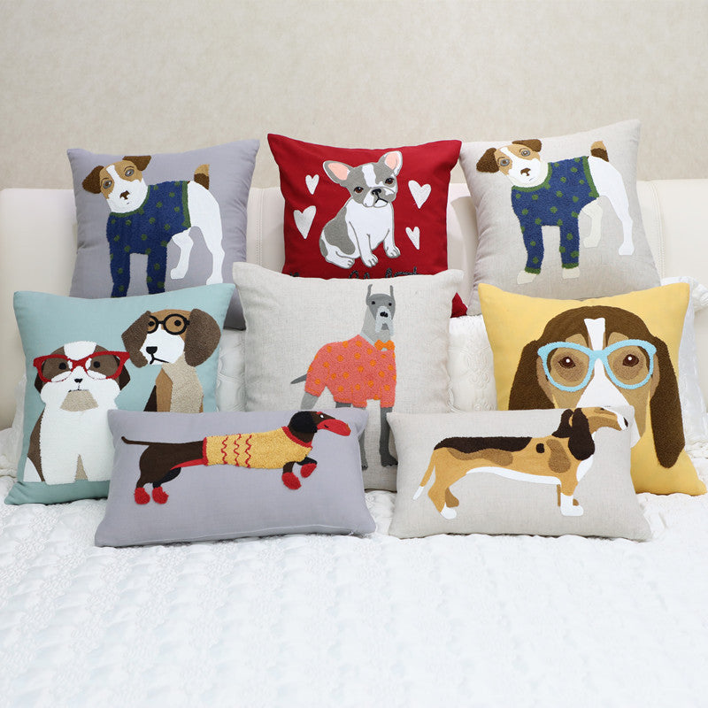 Besticktes Kissen American Dog