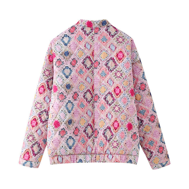 Gepolsterte Baumwolljacke mit Rundhals