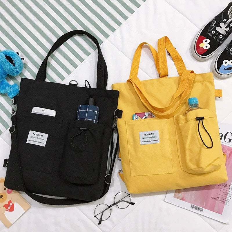 Harajuku Canvas Rucksack mit vielen Fächern