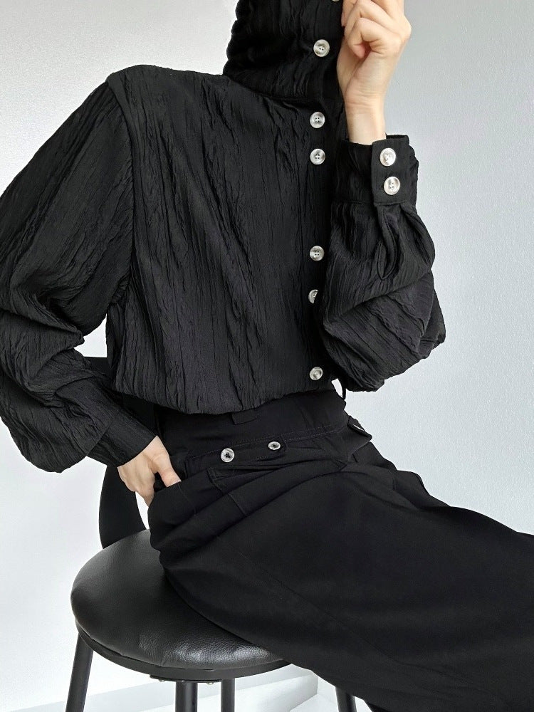 Retro Langarmshirt mit Stehkragen – Bild 2 | LuxeStyle