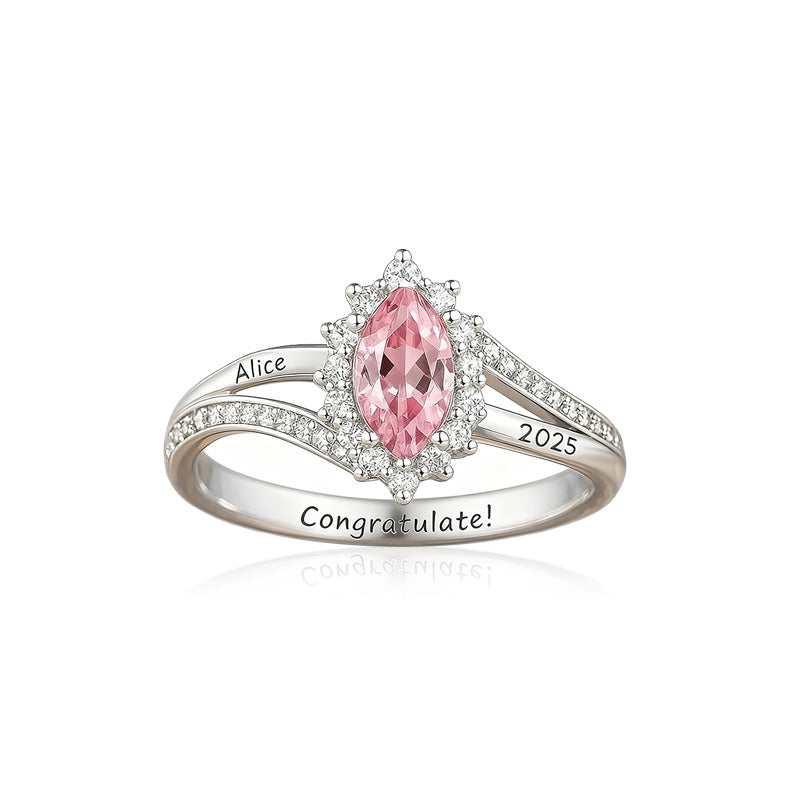 Personalisierter Geburtsstein-Ring mit Gravur
