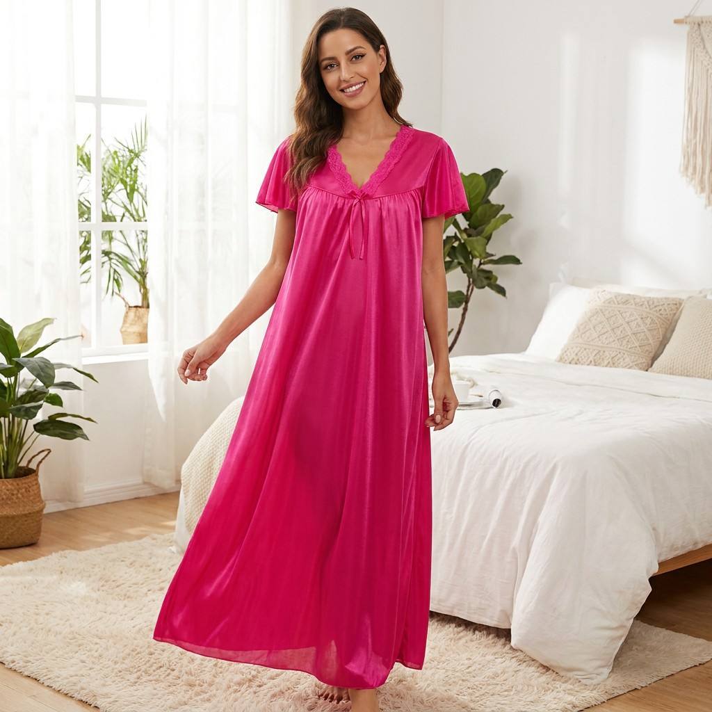 V-Ausschnitt Maxikleid mit Spitze