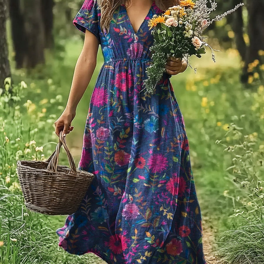 Bedrucktes Damenkleid mit elastischem Bund – Bild 4 | LuxeStyle