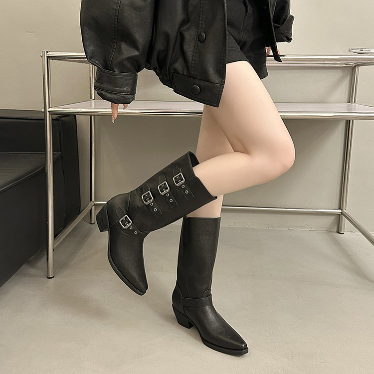Schmale Buckle Halbschuhe mit Gepolsterte Sohle für mehr Länge