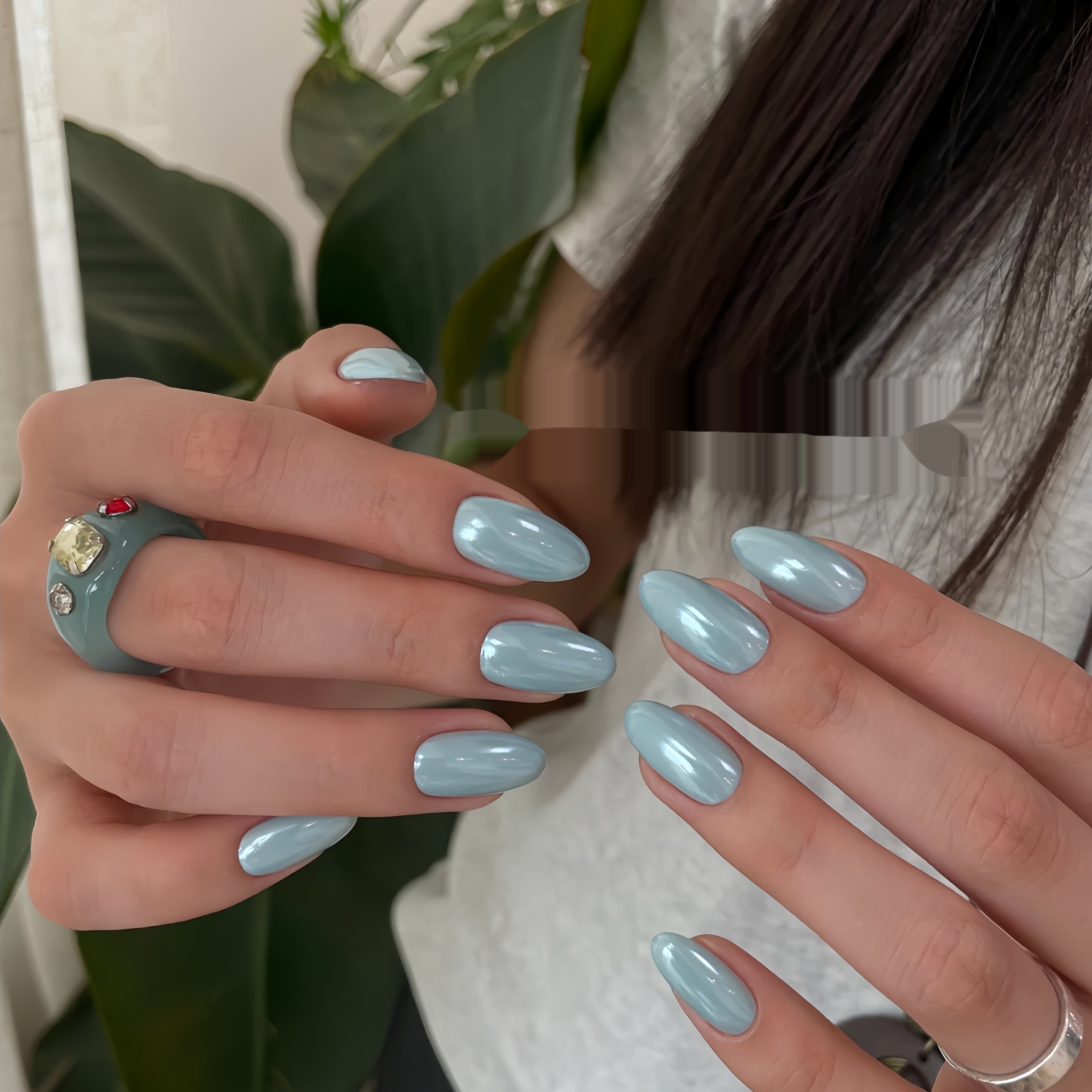 Handgemachte Kunstnägel in Himmelblau – Ansicht 4