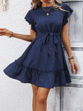Kurzarm-Kleid mit Ruffles